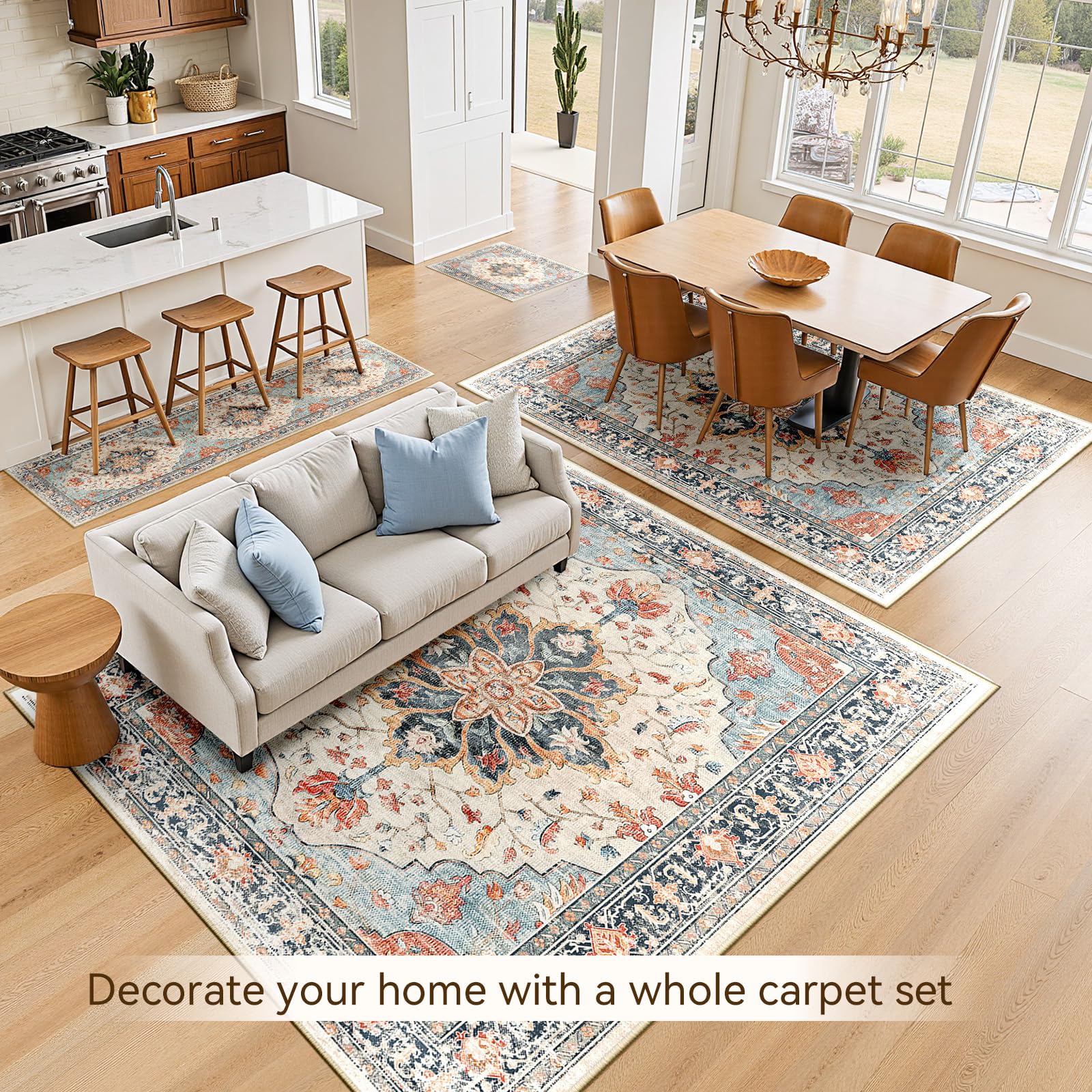 Amazon.com: RELEANY Area Rugs 8ft Washable Non-Slip, Floral